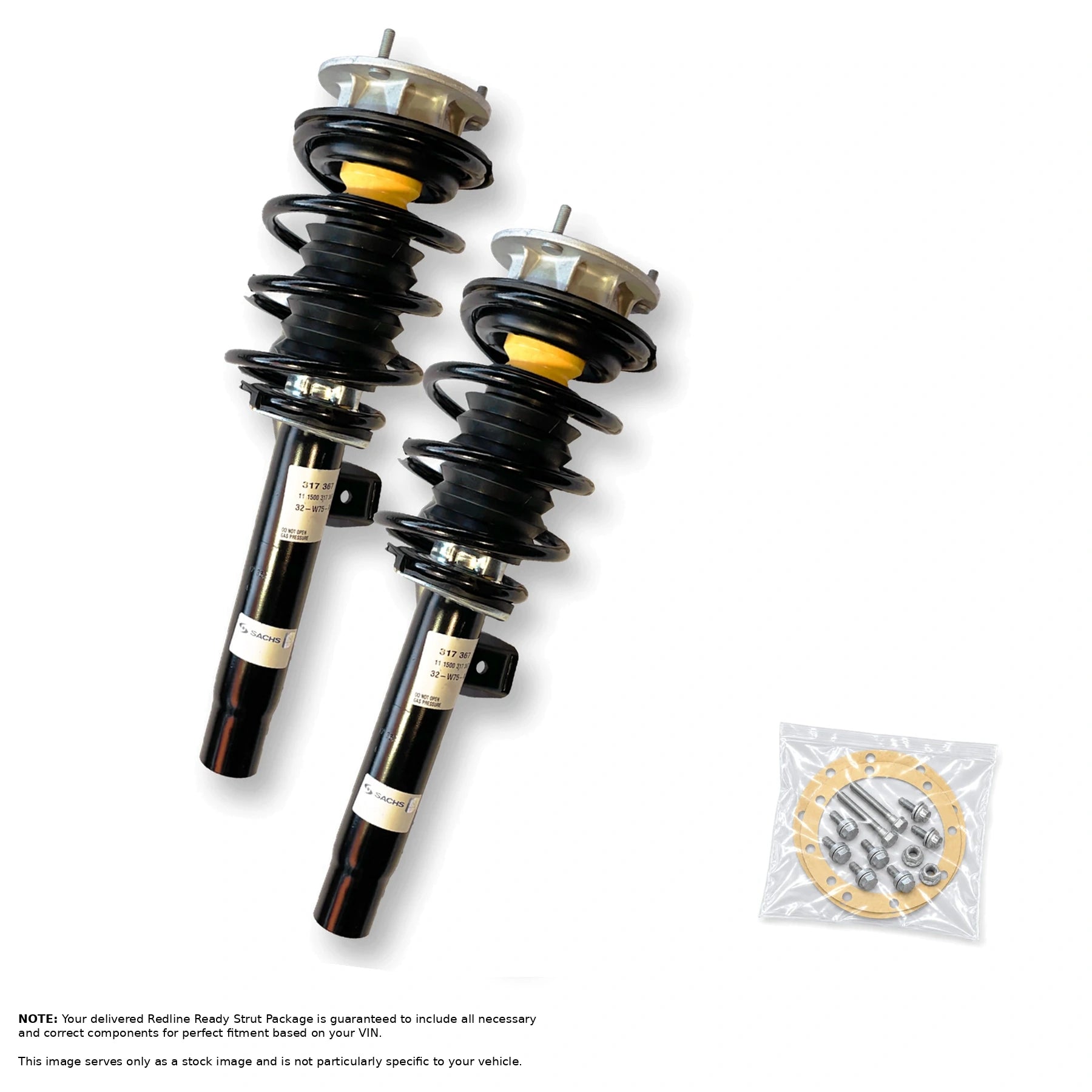 SACHS pre-assembled BMW rear strut package with new springs, mounts, bump stops and hardware